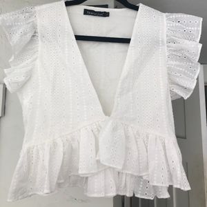 White Plunge Crop Top